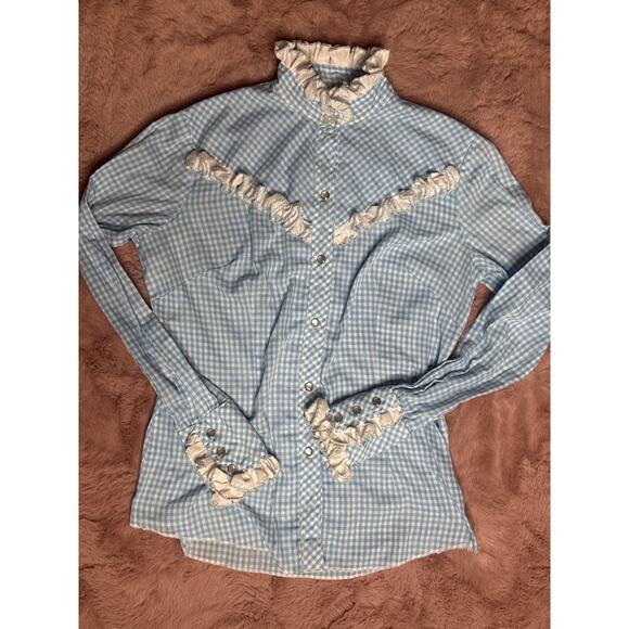 Vintage 60s BAR California Ranchwear Women's Small Western Ruffle Button Down - Picture 3 of 8
